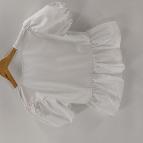 Live 4 Truth Blouse Size Medium White Front Tie Puff Short Sleeve - Picture 6 of 6